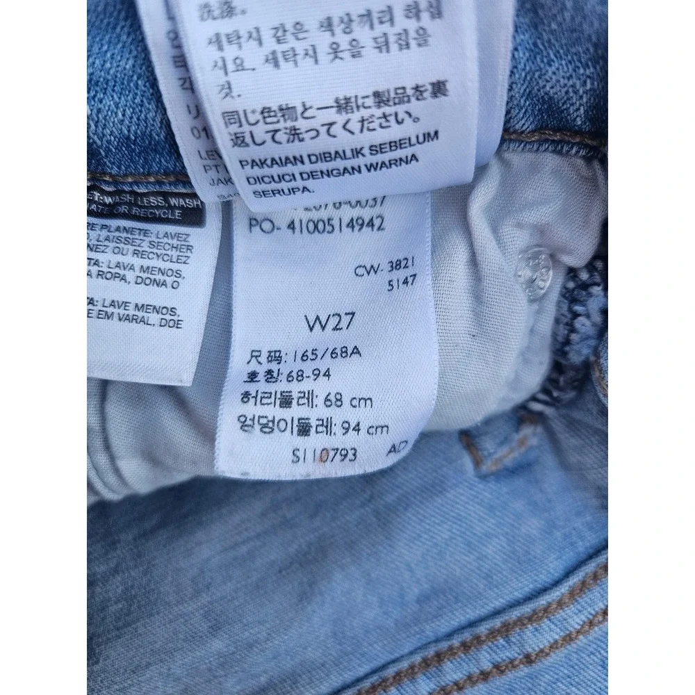 LEVI'S 501 Cutoff Denim Shorts Size W27 Light Wash Raw Hem